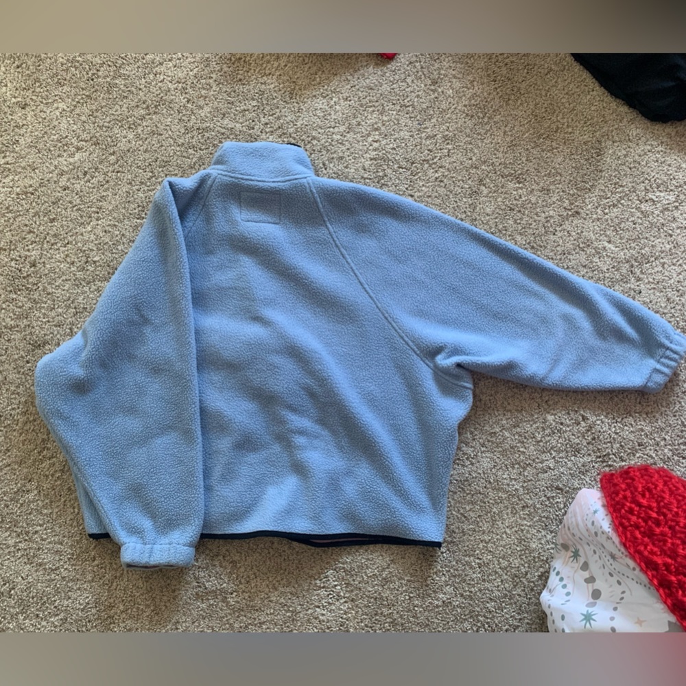 Blue/purple detailing American Eagle button up puffy jacket